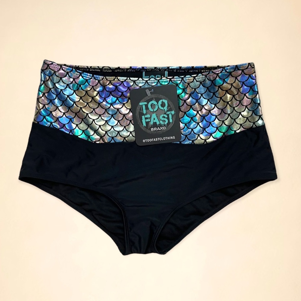Too Fast Holographic Mermaid Wendy Retro Pin Up Bikini Bottom